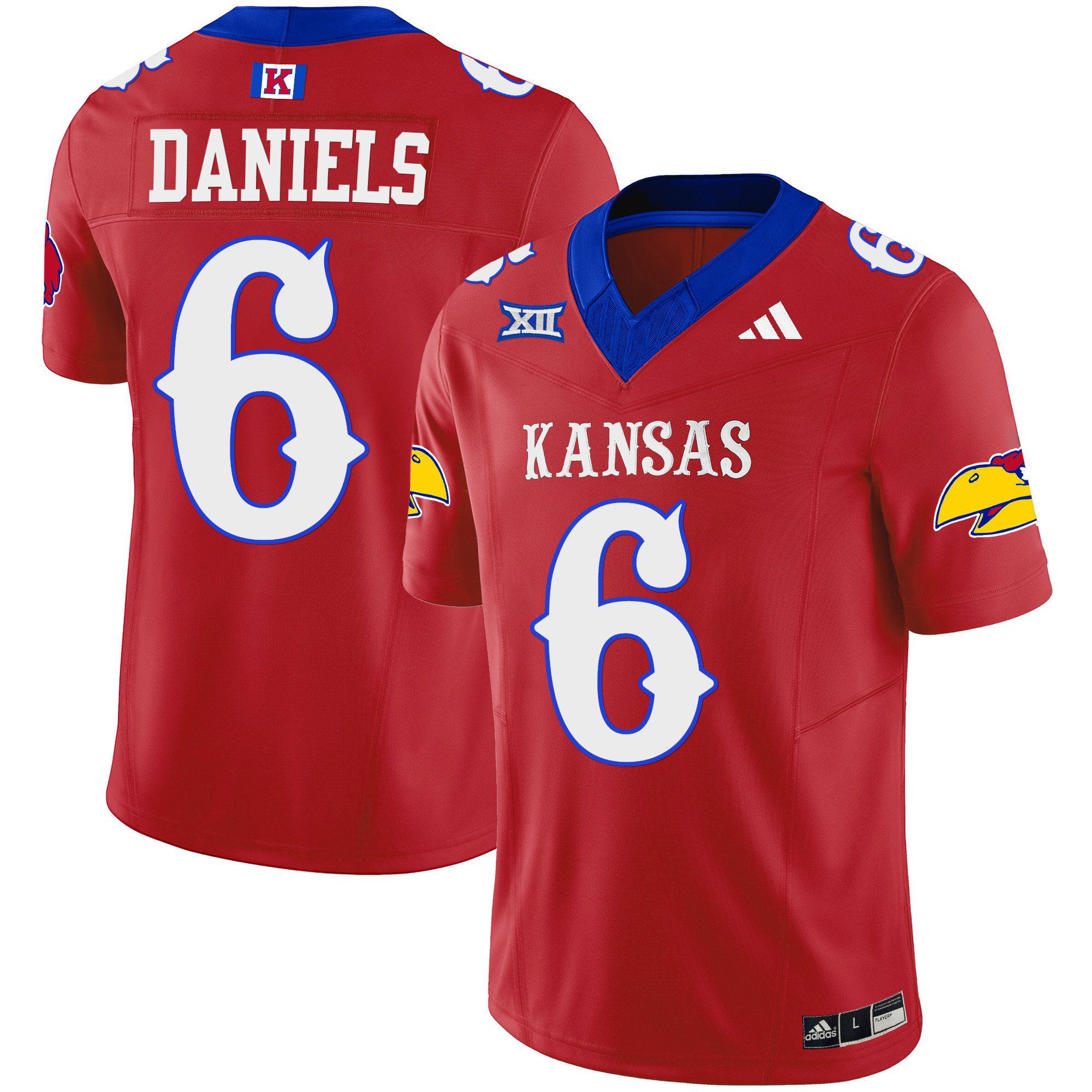 Men Kansas Jayhawks #6 Daniels Red 2024 Blackhawk Vapor Limited NCAA Jersey
